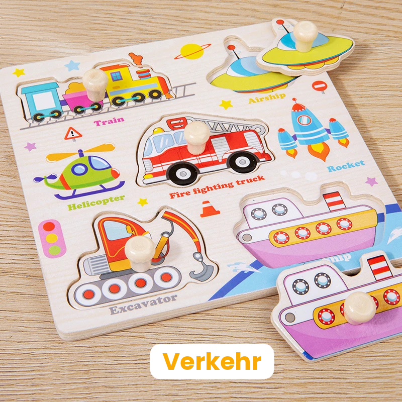 Verkehr-Holzpuzzle mit Fahrzeugmotiven