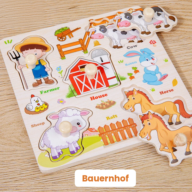 Bauernhof-Holzpuzzle für Kinder
