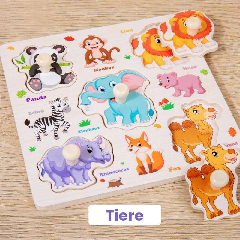 Tiere-Holzpuzzle für Kinder