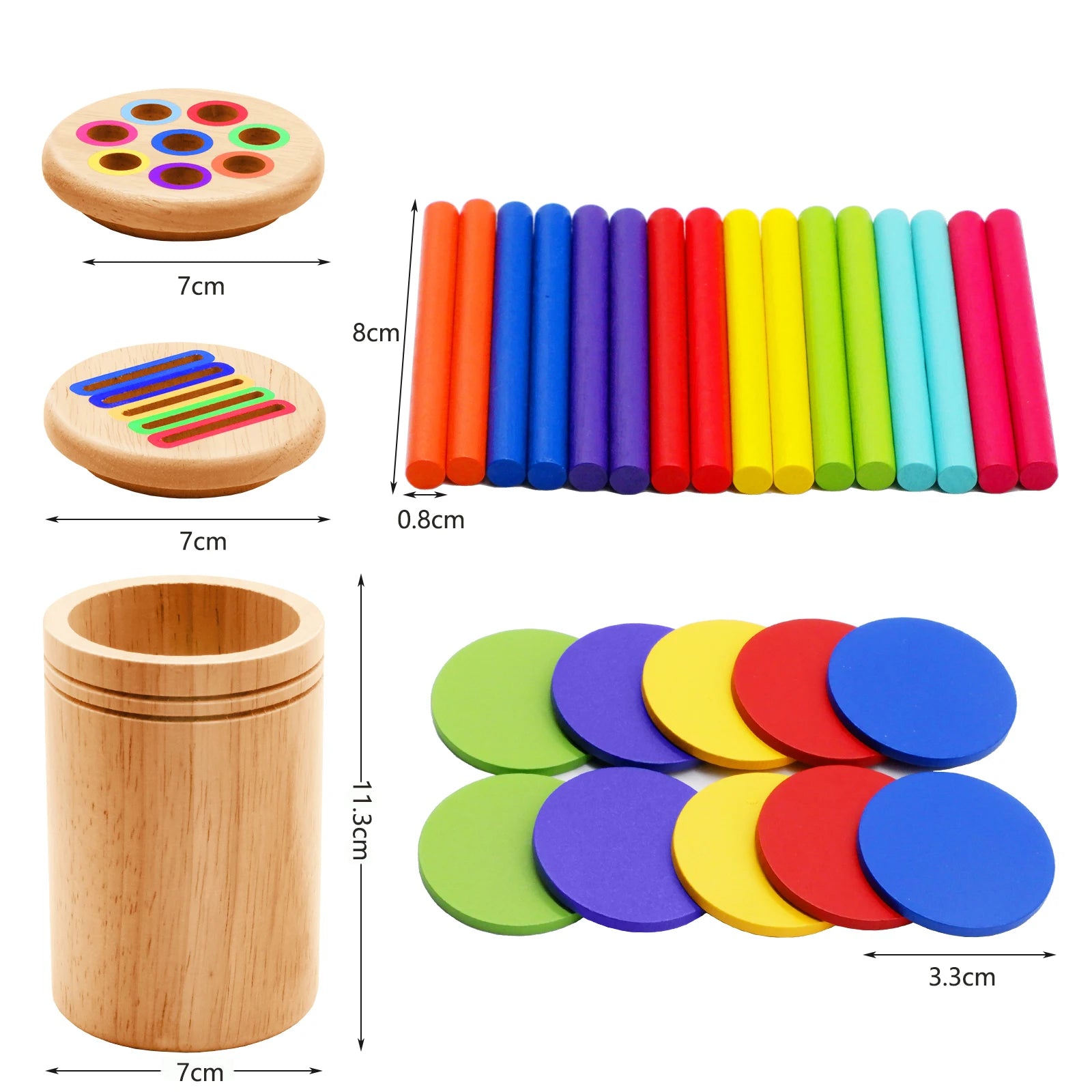 Montessori Holzspielzeug – Farben sortieren & Feinmotorik fördern