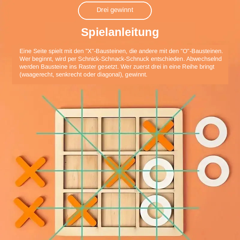 Montessori Tic-Tac-Toe aus Holz – Produktansicht