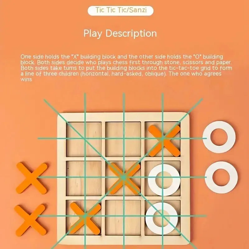 Montessori Tic-Tac-Toe Holzspiel - Denkspiel für Kinder