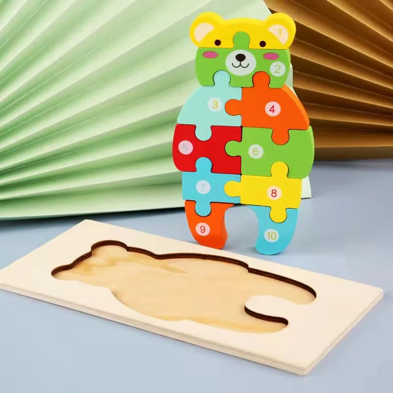 Holzpuzzle mit kindgerechten Tiermotiven