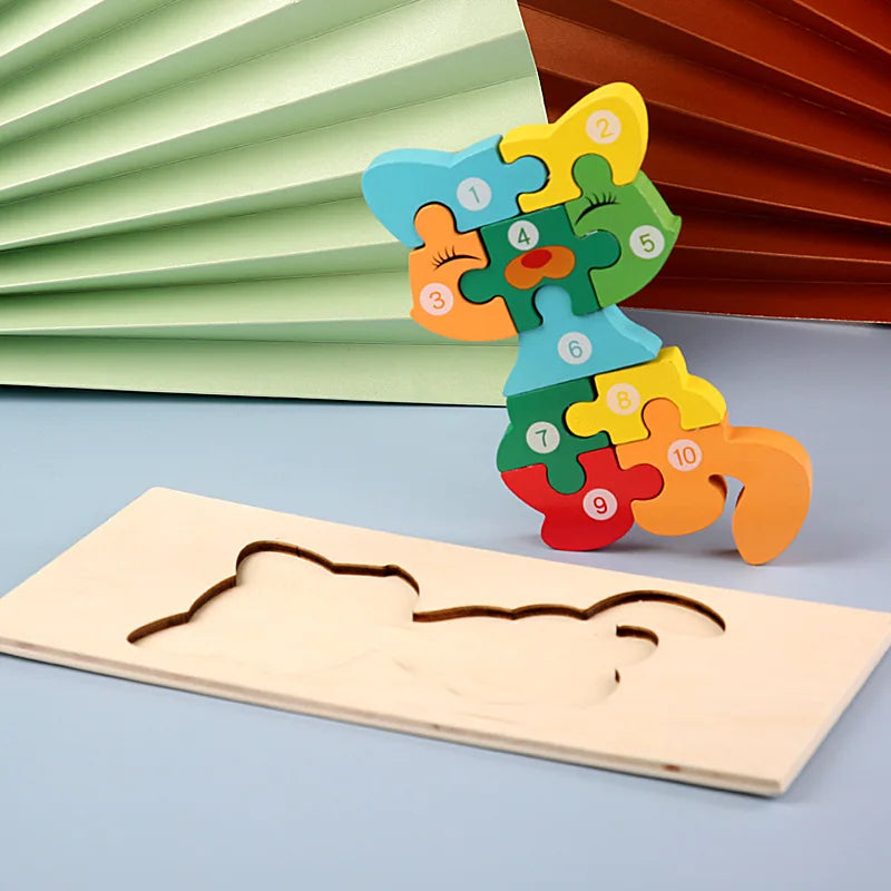 Holzpuzzle mit stabilen Puzzleteilen für Kinder