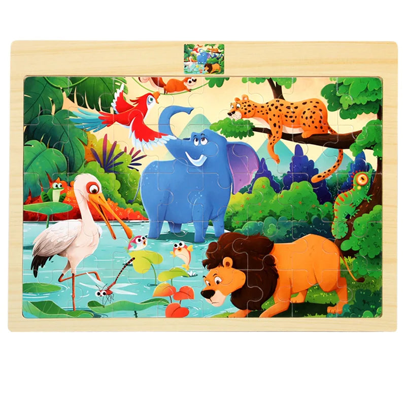 Tierwelt-Holzpuzzle für Kinder
