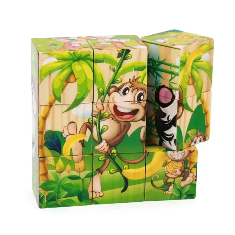 Montessori 3D-Holzwürfel-Puzzle – Motorik & Formen spielerisch lernen