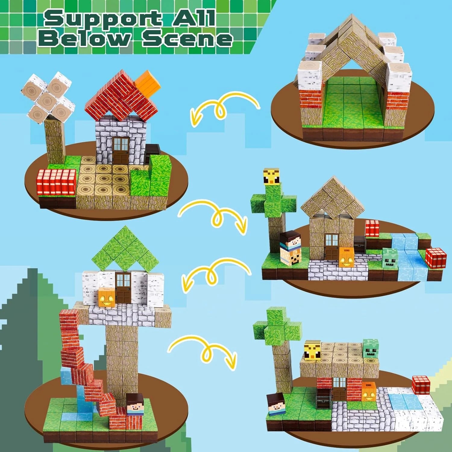Magnetische Bausteine – Dorf & Wald Bauset für Kinder