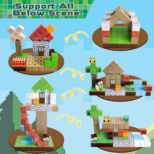 Magnetische Bausteine – Dorf & Wald Bauset für Kinder