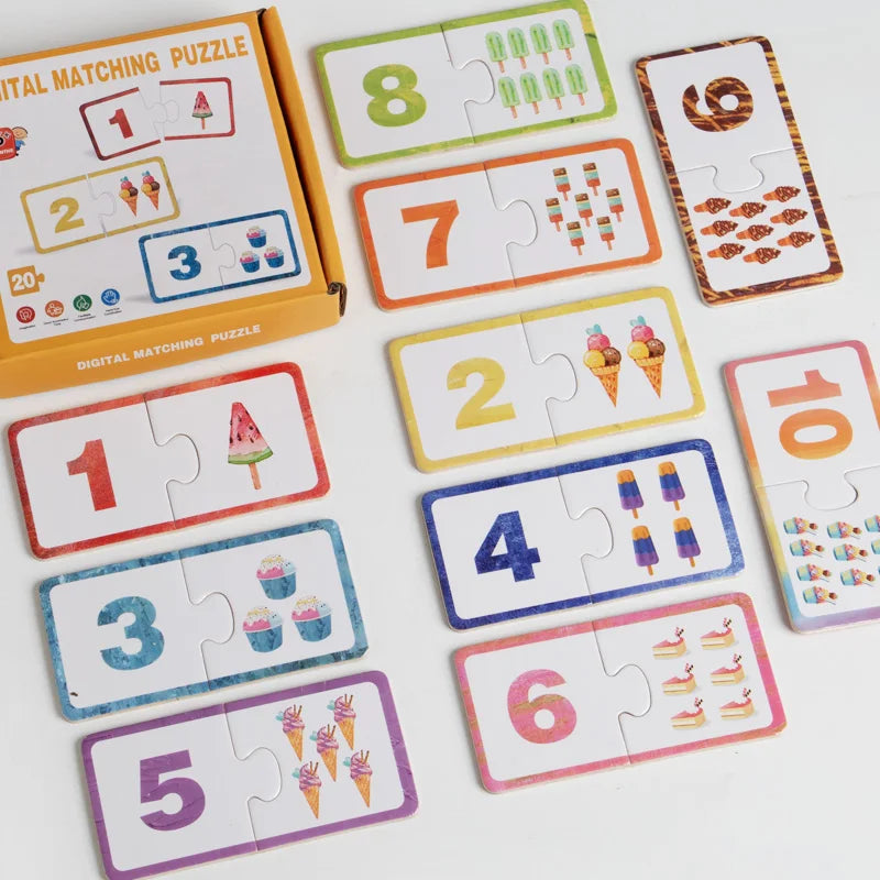 Montessori Zahlen-Zuordnungsspiel – Rechnen lernen mit Holzkarten