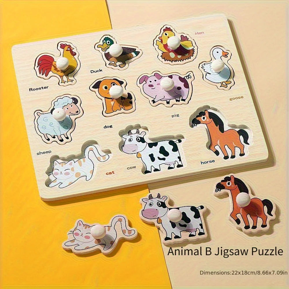 Montessori Puzzle-Brett für Kinder – Formen & Tiere lernen