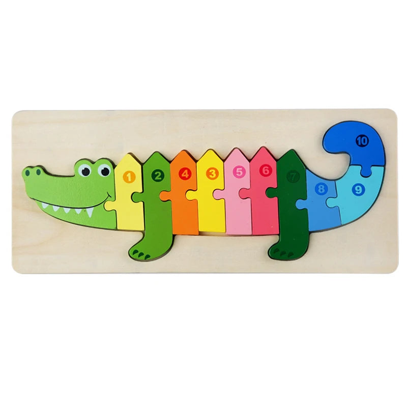 Montessori 3D-Tierpuzzle aus Holz – Formen & Farben spielerisch entdecken