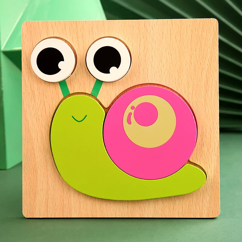 Montessori 3D-Motivpuzzle aus Holz – Tiere & Fahrzeuge spielerisch entdecken
