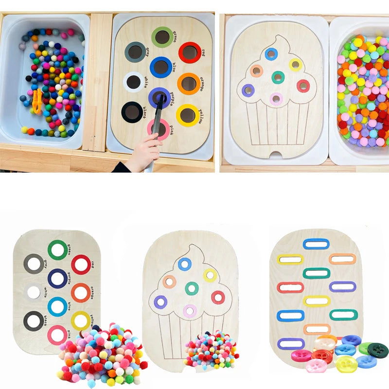 Montessori Sensorik-Tablett mit Farbperlen – Feinmotorik spielerisch fördern