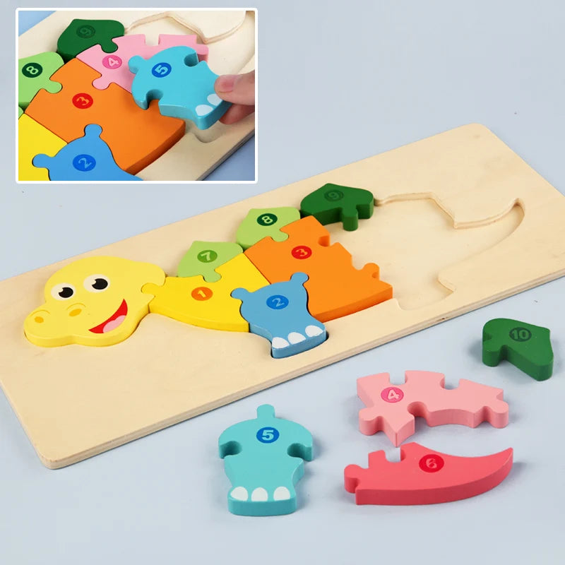 Montessori 3D-Tierpuzzle aus Holz – Formen & Farben spielerisch entdecken