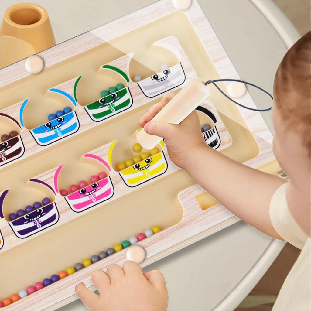 Montessori Farben-Sortierspiel - Labyrinth & Feinmotorik für Kinder