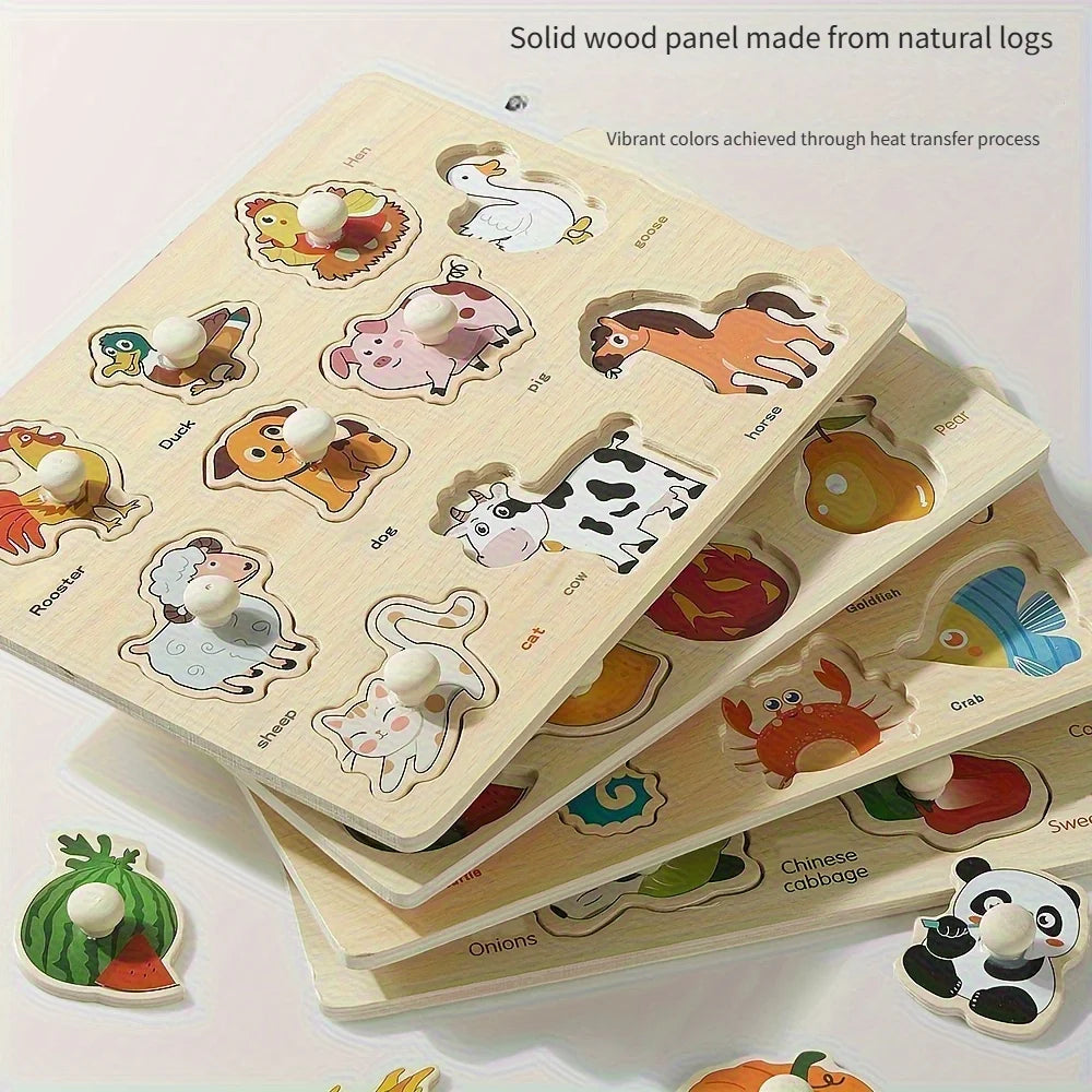 Montessori Puzzle-Brett für Kinder – Formen & Tiere lernen