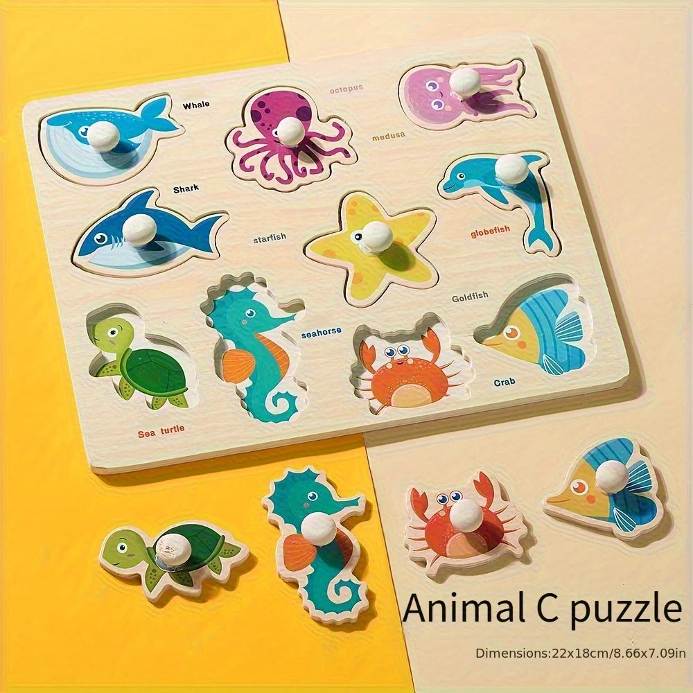 Montessori Puzzle-Brett für Kinder – Formen & Tiere lernen