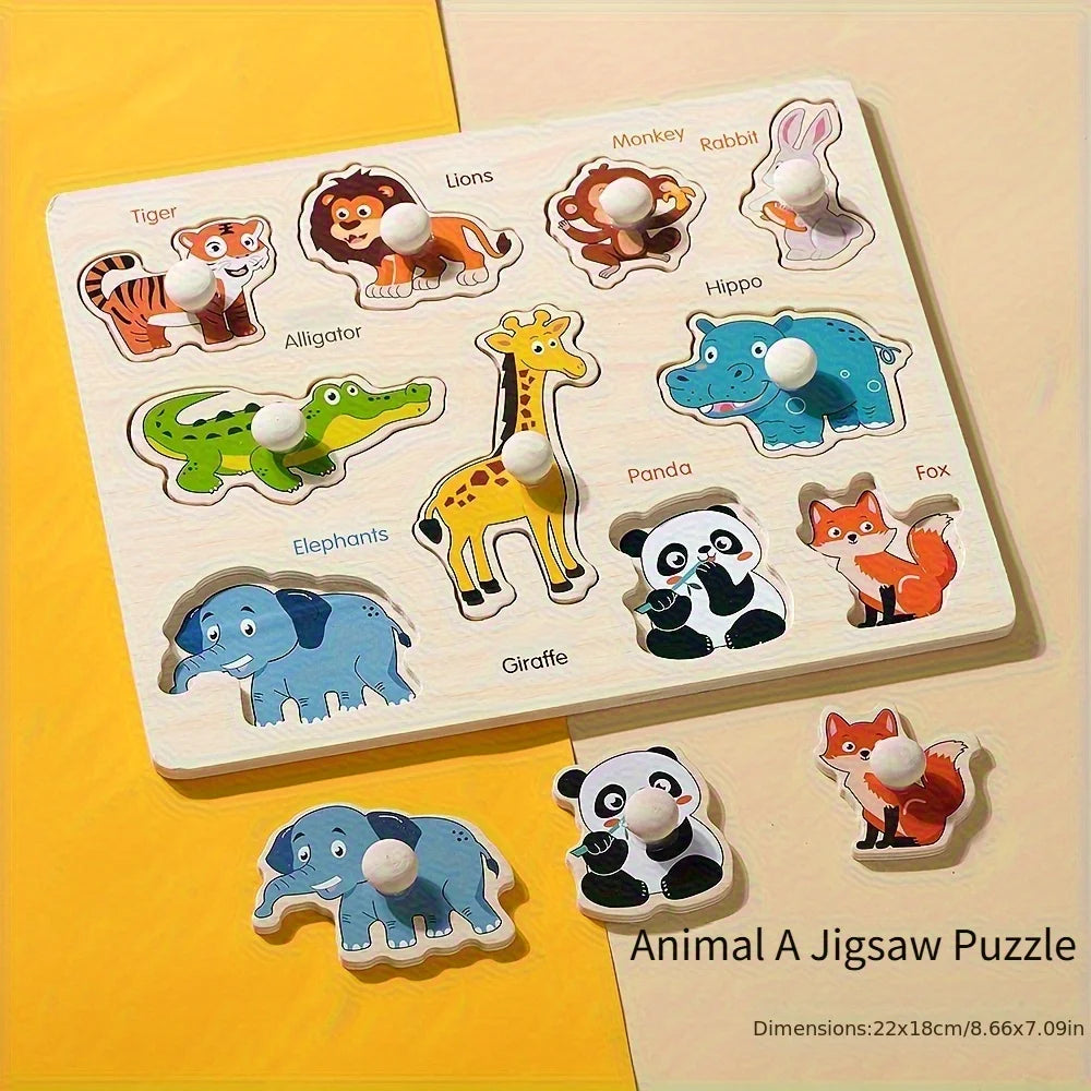 Montessori Puzzle-Brett für Kinder – Formen & Tiere lernen