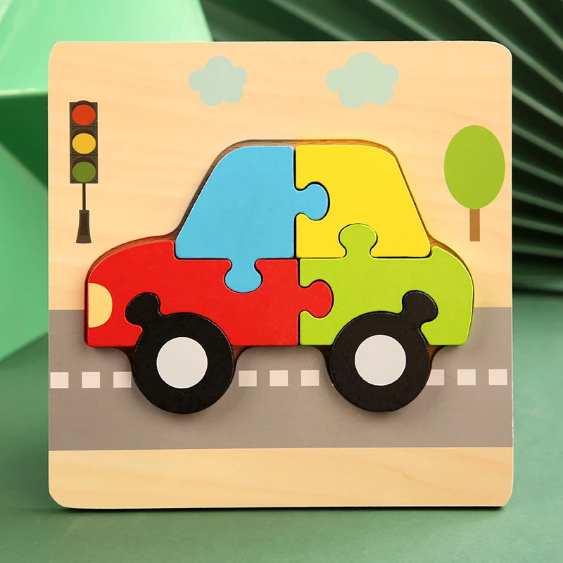 Holzpuzzle für Kinder mit bunten Puzzleteilen