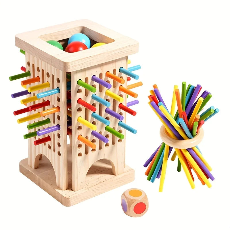 Montessori Stäbchen-Geschicklichkeitsspiel aus Holz – Feinmotorik & Konzentration fördern