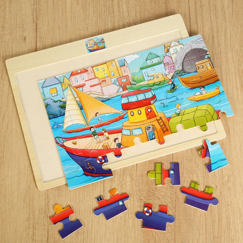 Montessori 3D-Holzpuzzle – Tiere, Buchstaben & Zahlen entdecken