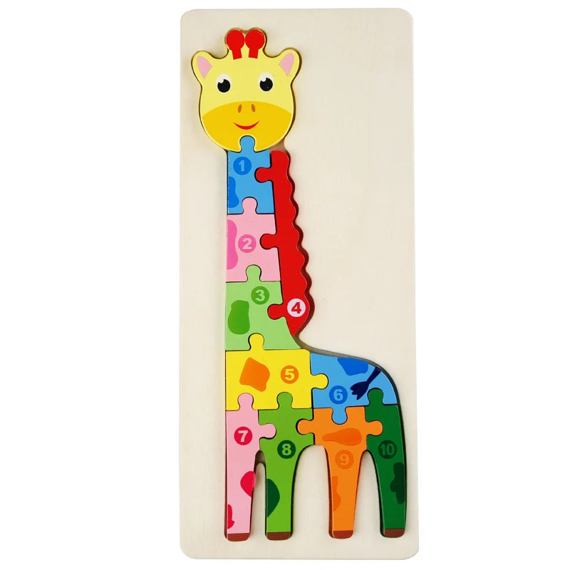 Montessori 3D-Tierpuzzle aus Holz – Formen & Farben spielerisch entdecken
