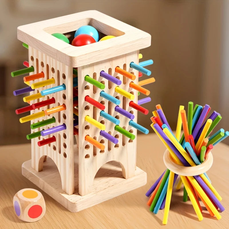 Montessori Stäbchen-Geschicklichkeitsspiel aus Holz – Feinmotorik & Konzentration fördern