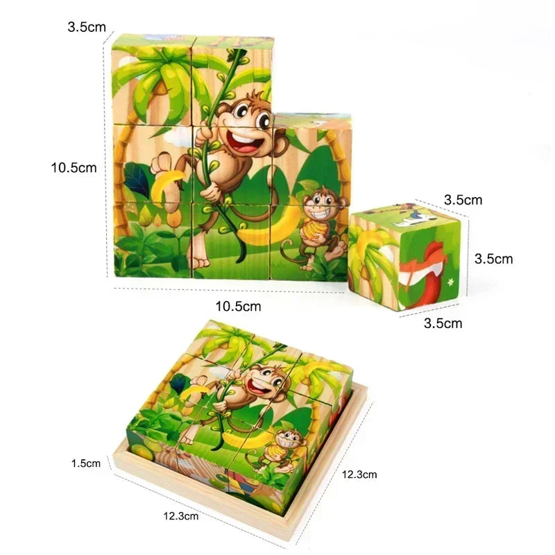 Montessori 3D-Holzwürfel-Puzzle – Motorik & Formen spielerisch lernen