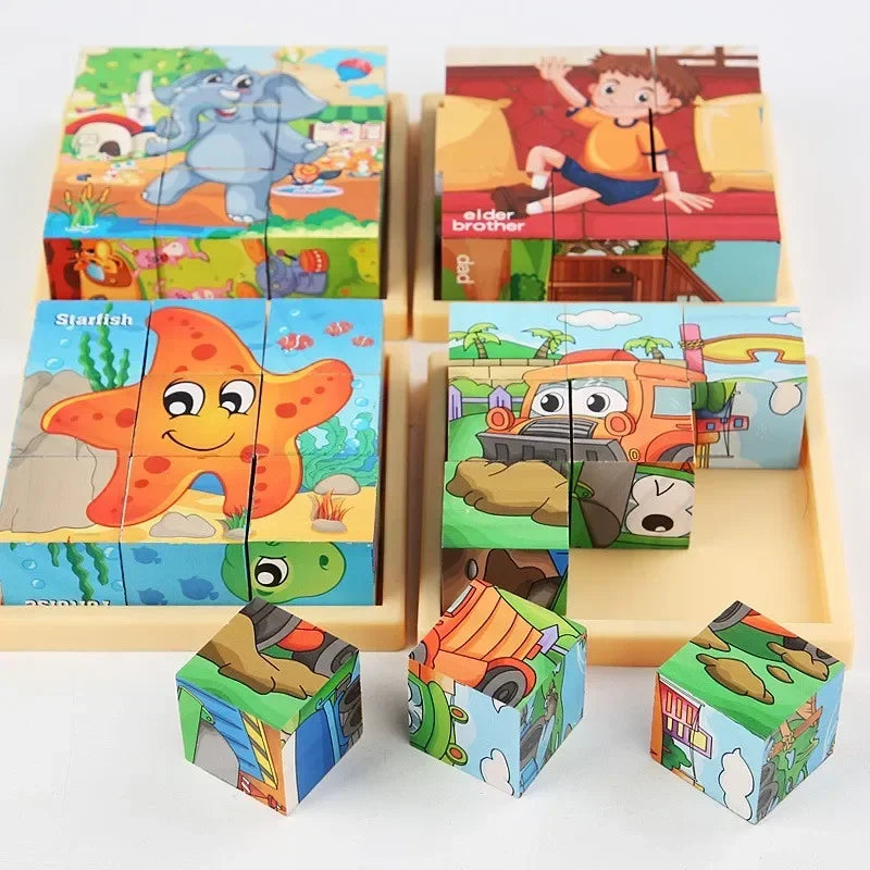 Montessori 3D-Holzwürfel-Puzzle – Motorik & Formen spielerisch lernen