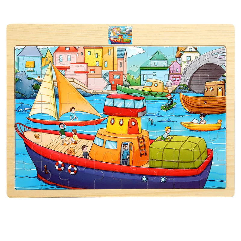 Montessori Puzzle mit verschiedenen Motivvarianten
