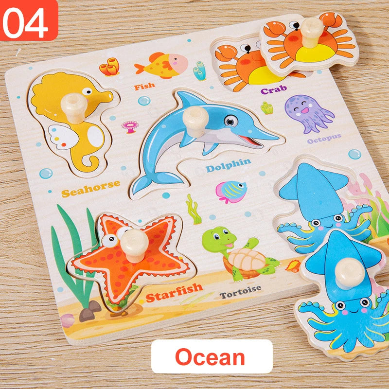 Buntes Montessori Lernpuzzle aus Holz