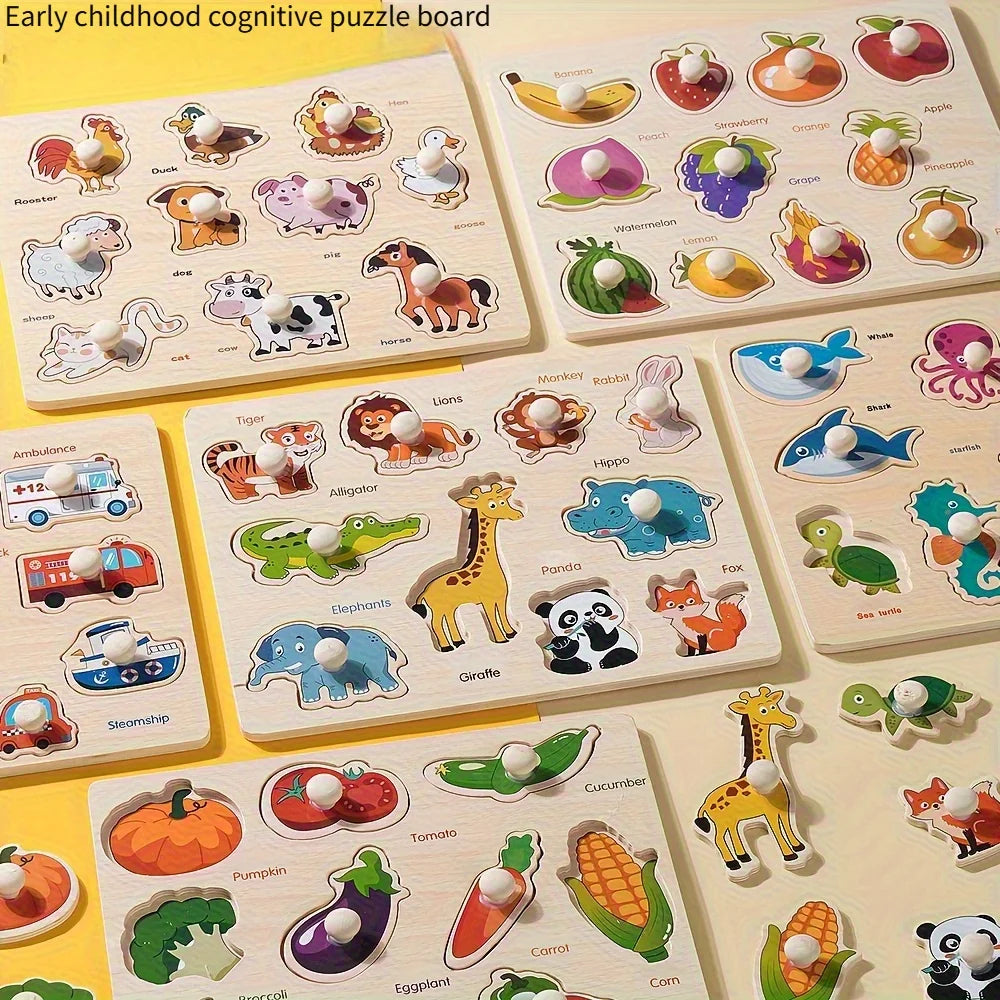Montessori Puzzle-Brett für Kinder – Formen & Tiere lernen