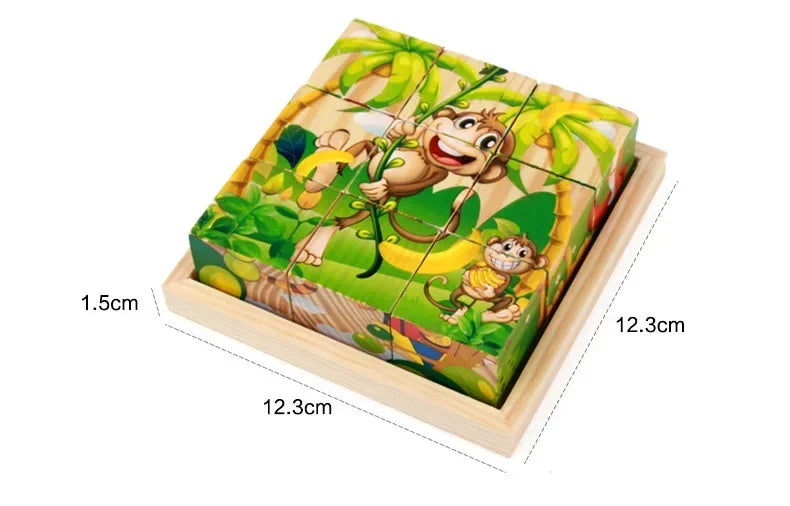 Montessori 3D-Holzwürfel-Puzzle – Motorik & Formen spielerisch lernen