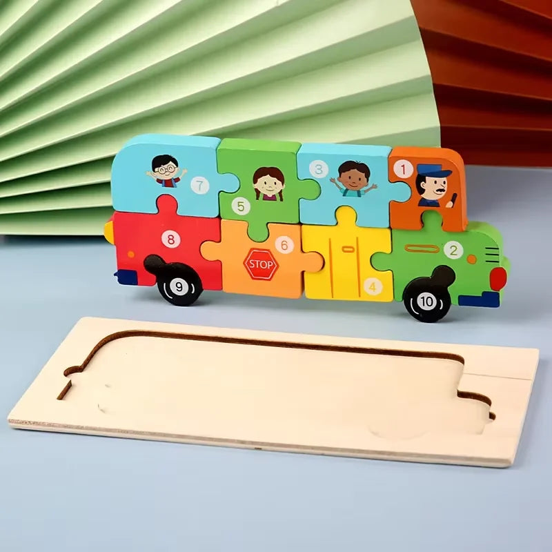 Buntes Holzpuzzle zum Zuordnen von Formen