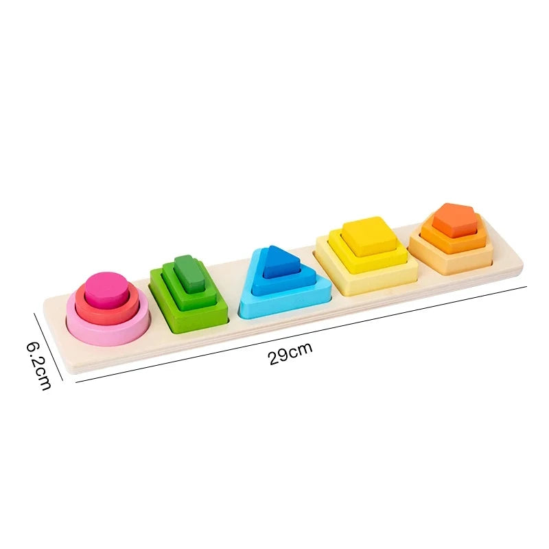 Montessori Stapelspielzeug aus Holz – Formen & Farben sortieren