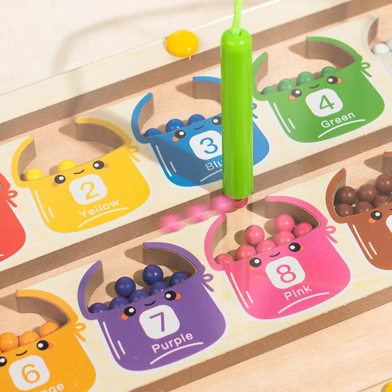 Montessori Magnetisches Farben-Labyrinth – Kugeln sortieren & Zahlen lernen