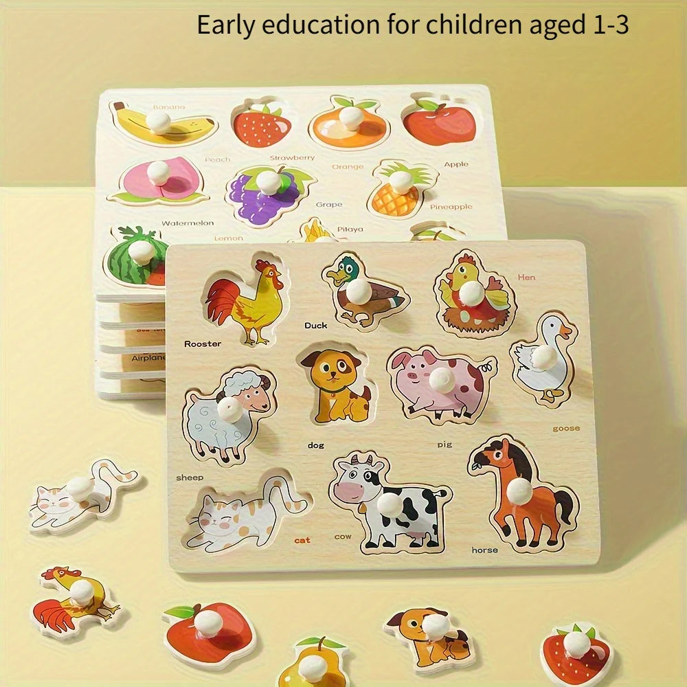 Montessori Puzzle-Brett für Kinder – Formen & Tiere lernen