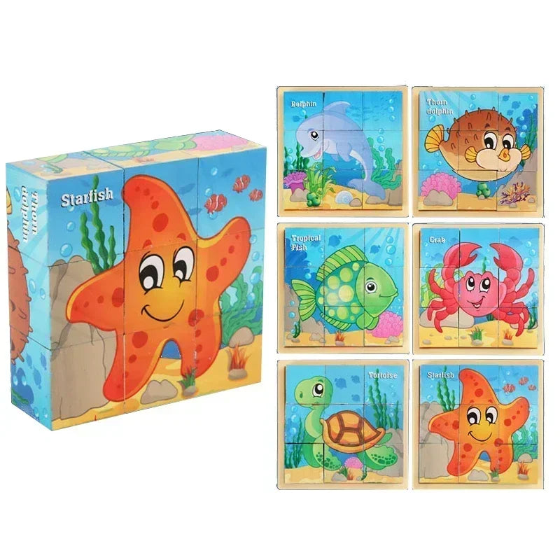 Montessori 3D-Holzwürfel-Puzzle – Motorik & Formen spielerisch lernen