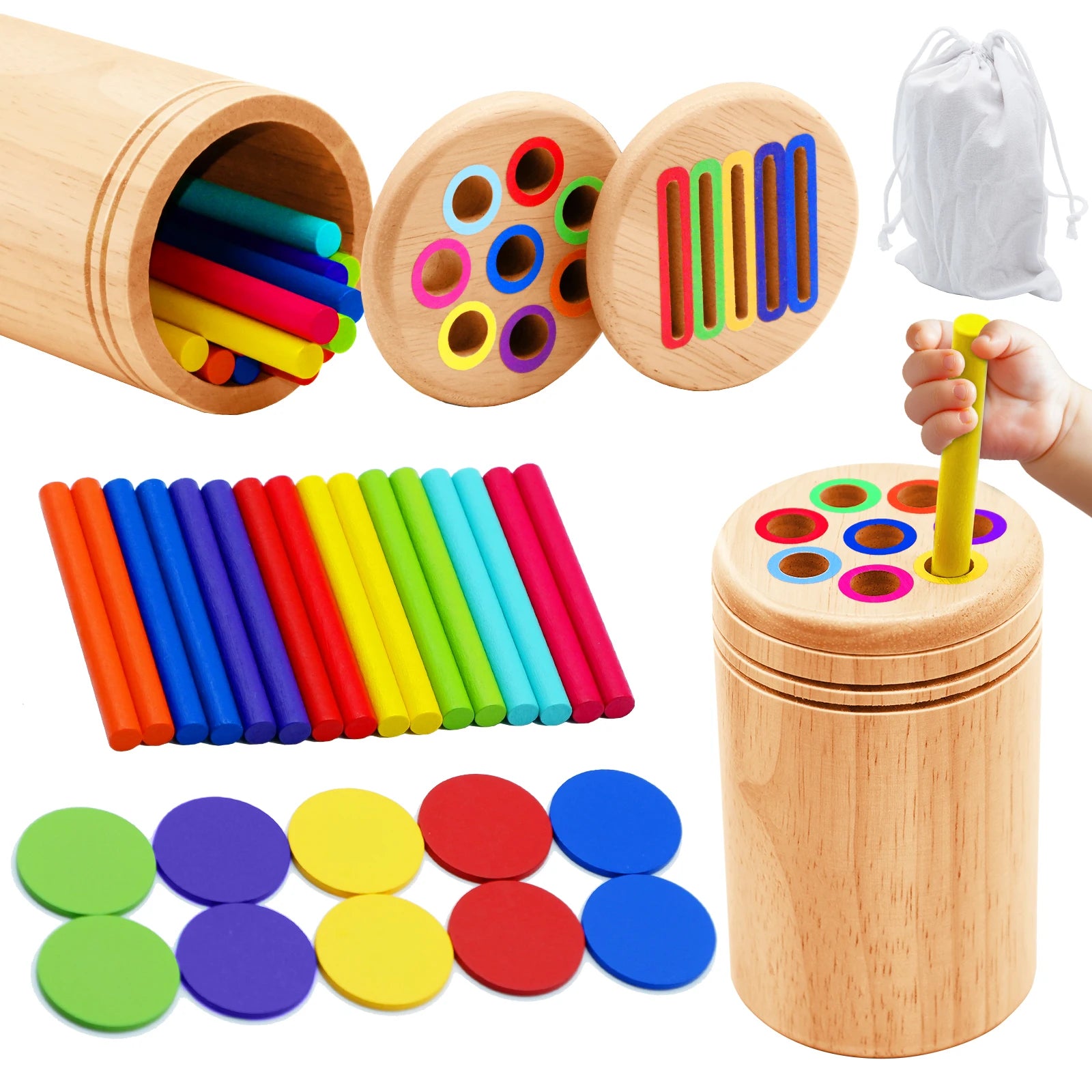 Montessori Holzspielzeug – Farben sortieren & Feinmotorik fördern