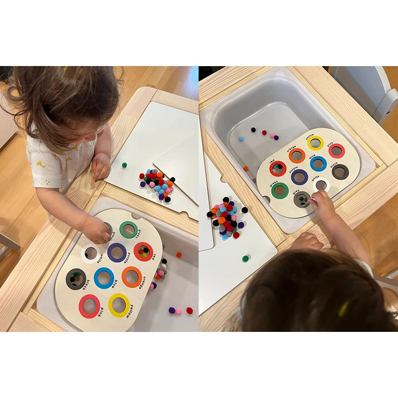 Montessori Sensorik-Tablett mit Farbperlen – Feinmotorik spielerisch fördern