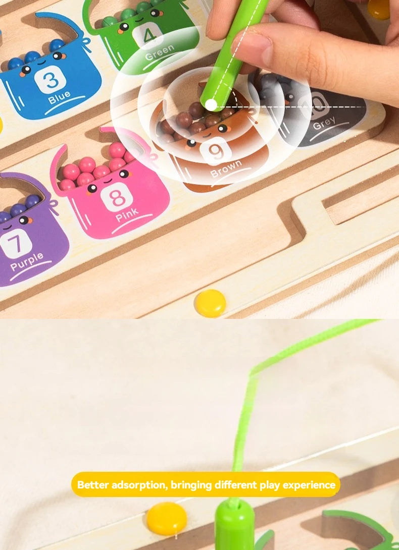 Montessori Magnetisches Farben-Labyrinth – Kugeln sortieren & Zahlen lernen