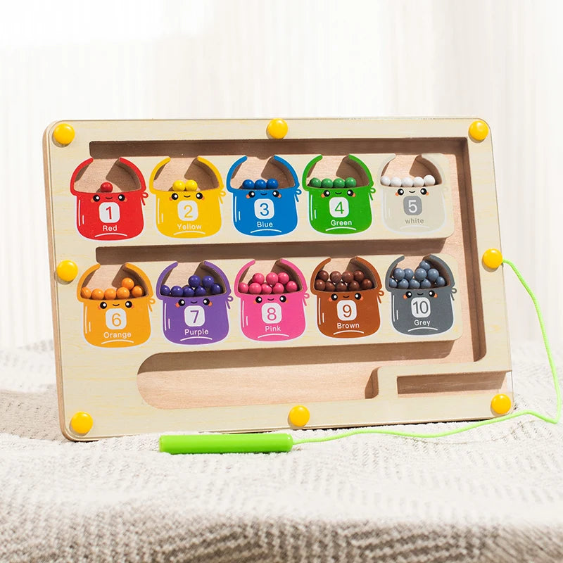 Montessori Magnetisches Farben-Labyrinth – Kugeln sortieren & Zahlen lernen