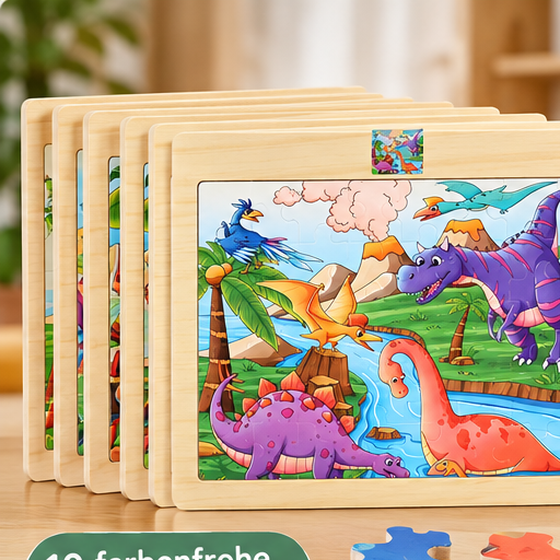 Montessori Holzpuzzle – Tiere, Zahlen & Buchstaben – Produktbild 1