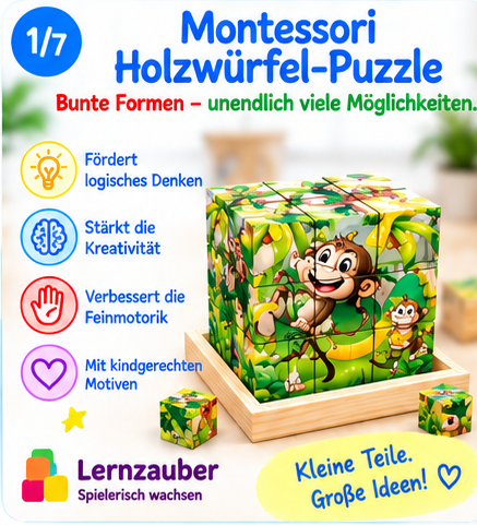 Montessori Holzwürfel-Puzzle – Produktbild 1