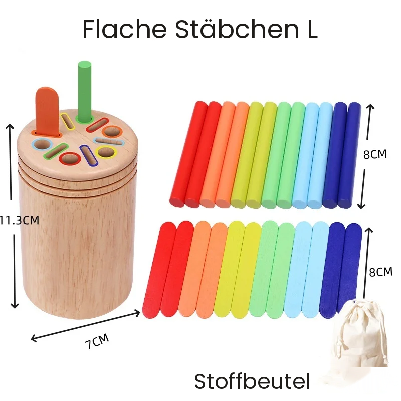 Stapel-Stäbchen Variante des Montessori Farben-Sortierspiels