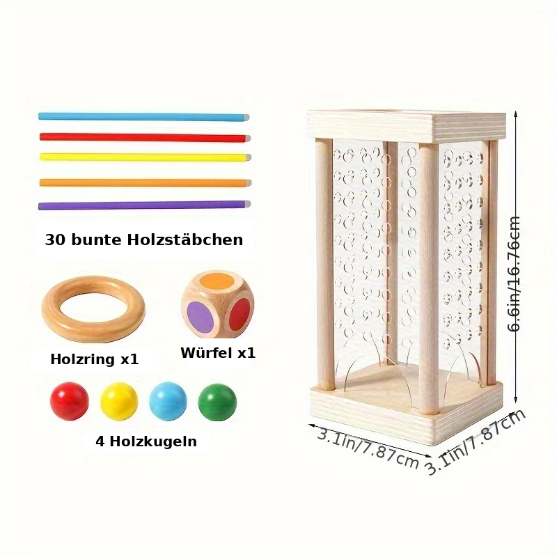 Montessori Stäbchen-Geschicklichkeitsspiel aus Holz – Feinmotorik & Konzentration fördern