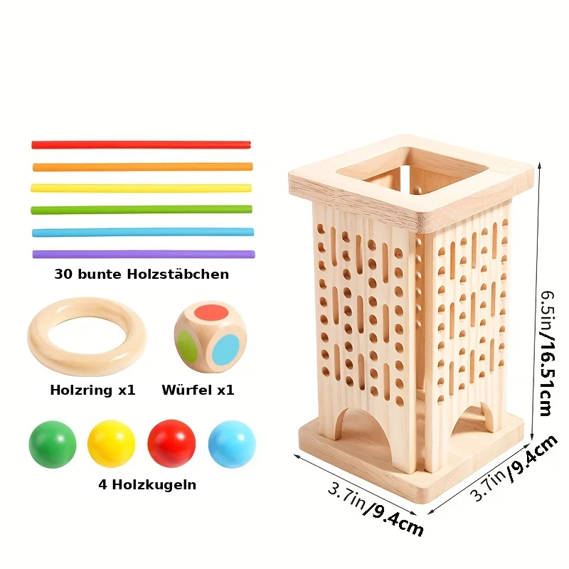 Montessori Stäbchen-Geschicklichkeitsspiel aus Holz – Feinmotorik & Konzentration fördern