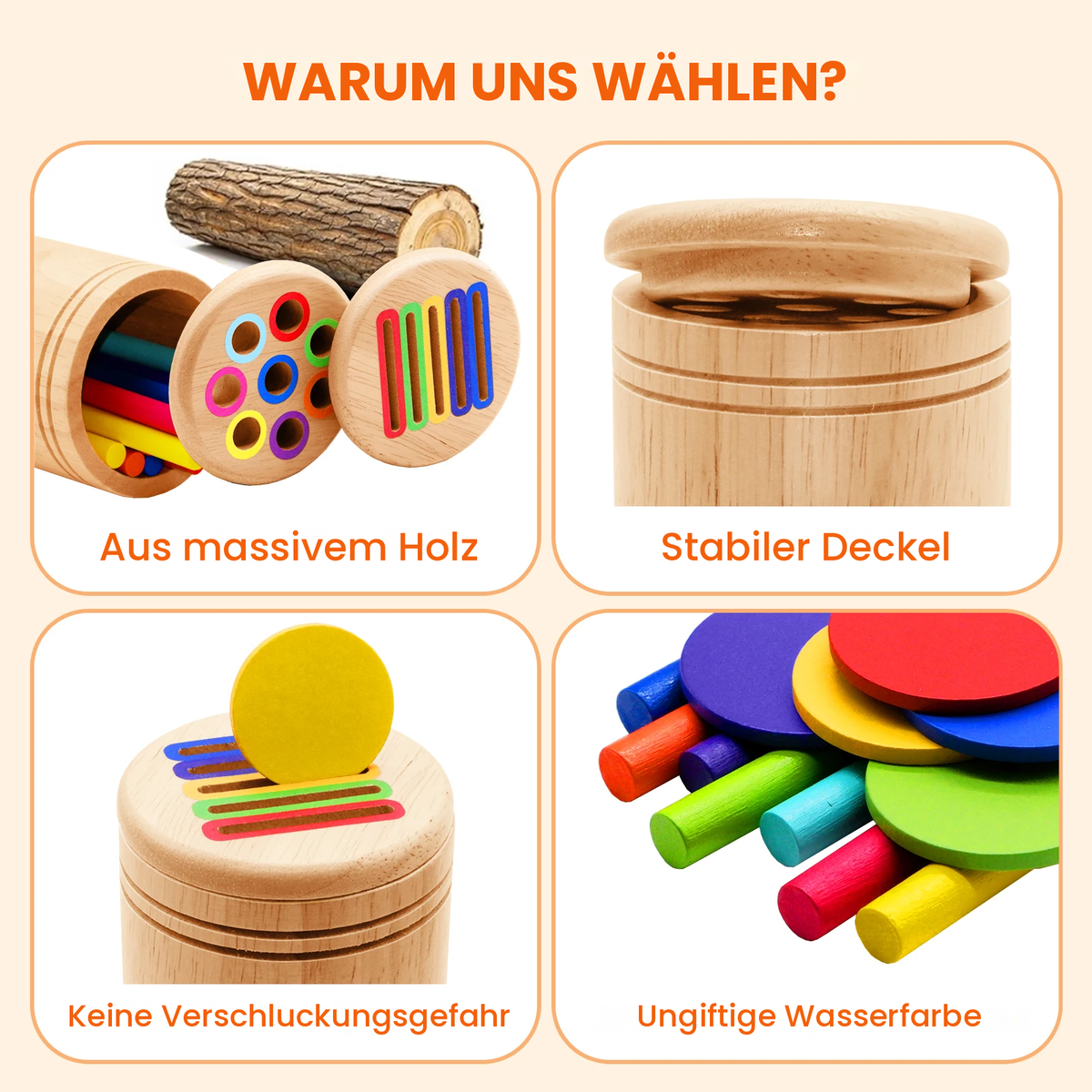 Vorteile des Montessori Farben-Sortierspiels aus Holz